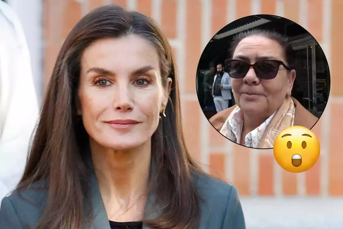 Una dona amb cabell fosc i expressió seriosa apareix en primer pla mentre en un cercle es mostra una altra dona amb ulleres de sol i un emoji sorprès.