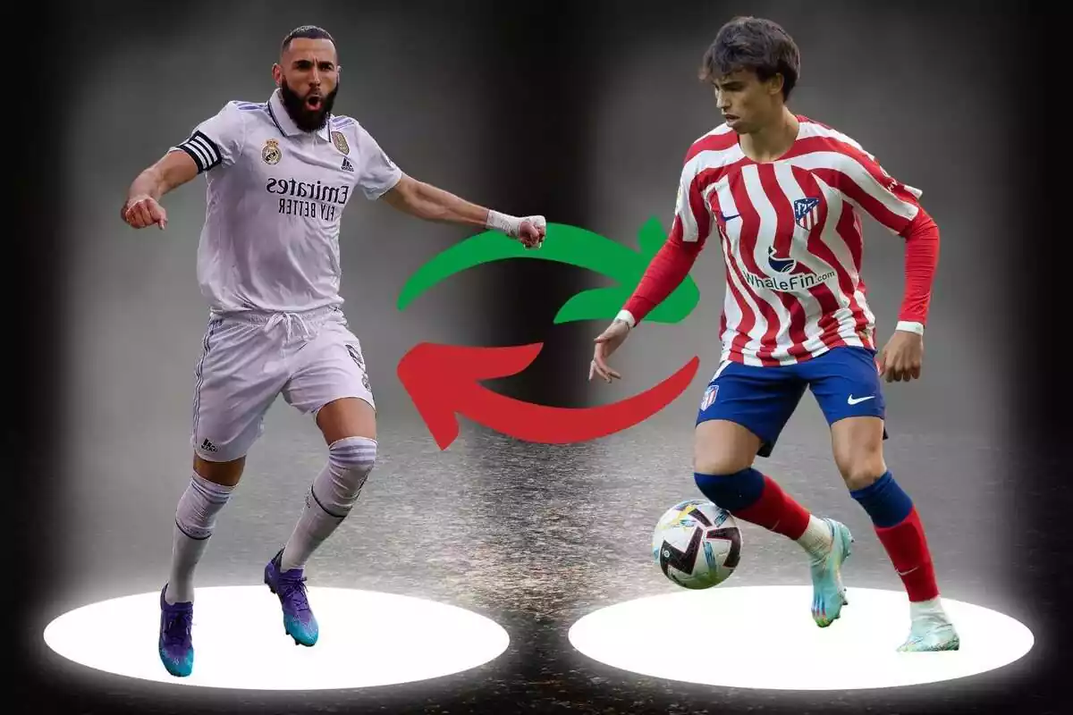 Karim Benzema en un intercanvi amb Joao Félix