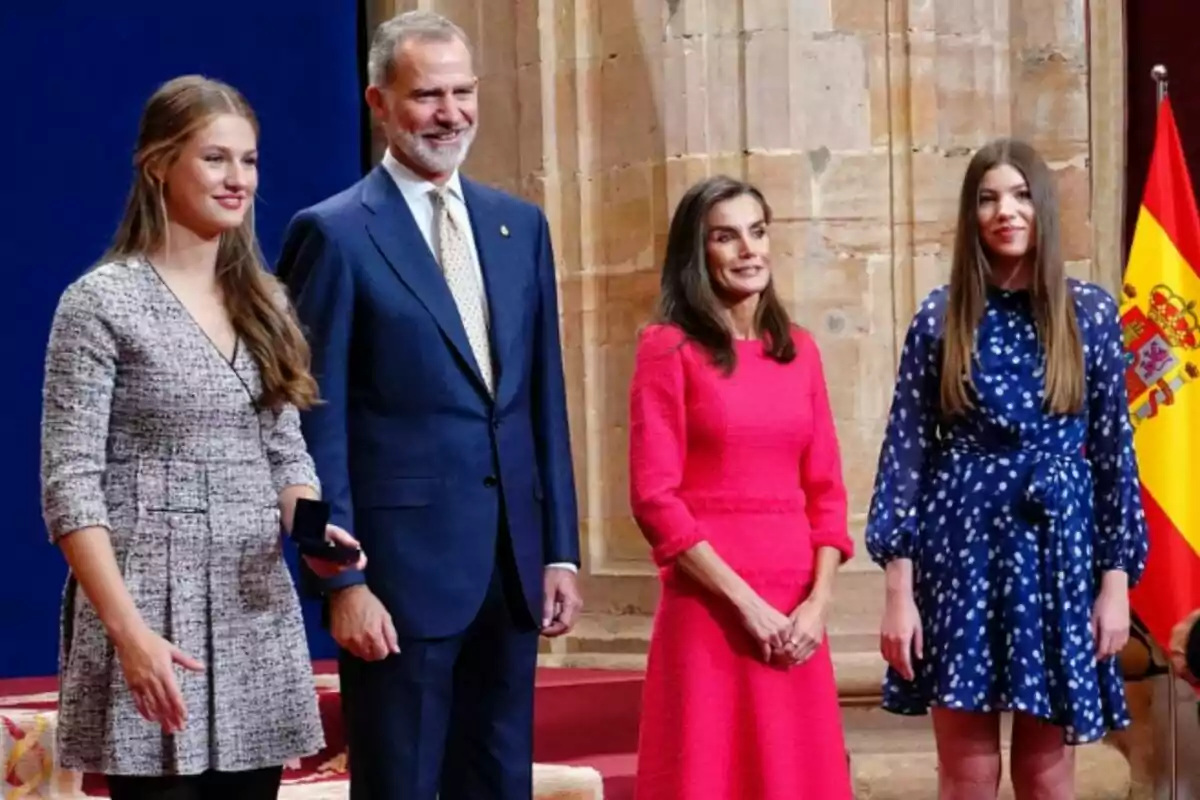 The Princess of Asturias Leonor, Queen Letizia, King Felipe VI and Infanta Sofía, receive the poet and essayist, Ana Blandiana, winner of the 2024 Princess of Asturias Award for Literature, along with other winners of the 2024 Princess of Asturias Awards, at the Hotel La Reconquista, on October 25, 2024, in Oviedo, Asturias. The Princess of Asturias Leonor, Queen Letizia, King Felipe VI and Infanta Sofía, receive the poet and essayist, Ana Blandiana, winner of the 2024 Princess of Asturias Award for Literature, along with other winners of the 2024 Princess of Asturias Awards, at the Hotel La Reconquista, on October 25, 2024, in Oviedo, Asturias.