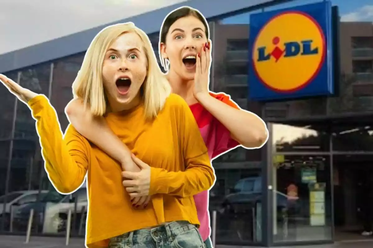 Dues persones sorpreses davant d'una botiga Lidl.