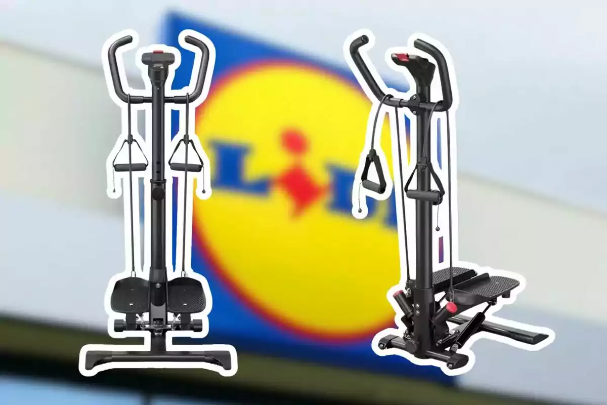 Màquines d'exercici amb fons de logotip de supermercat. Màquines d'exercici amb fons de logotip de supermercat.