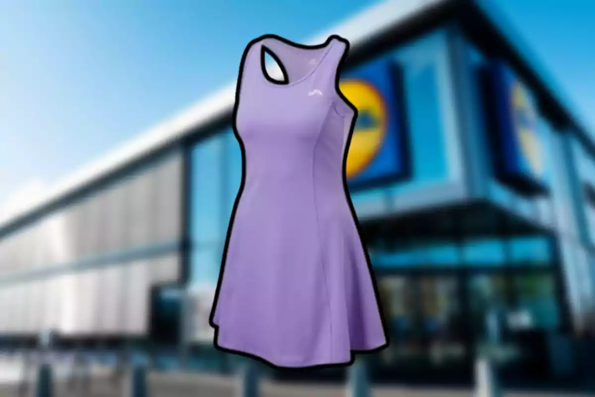 Vestit esportiu porpra davant d'una botiga. Vestit esportiu porpra davant d'una botiga.
