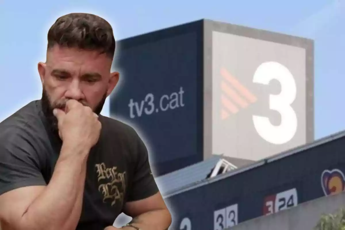 Muntatge fotogràfic entre una imatge de Marc Ribas i de fons els estudis de TV3
