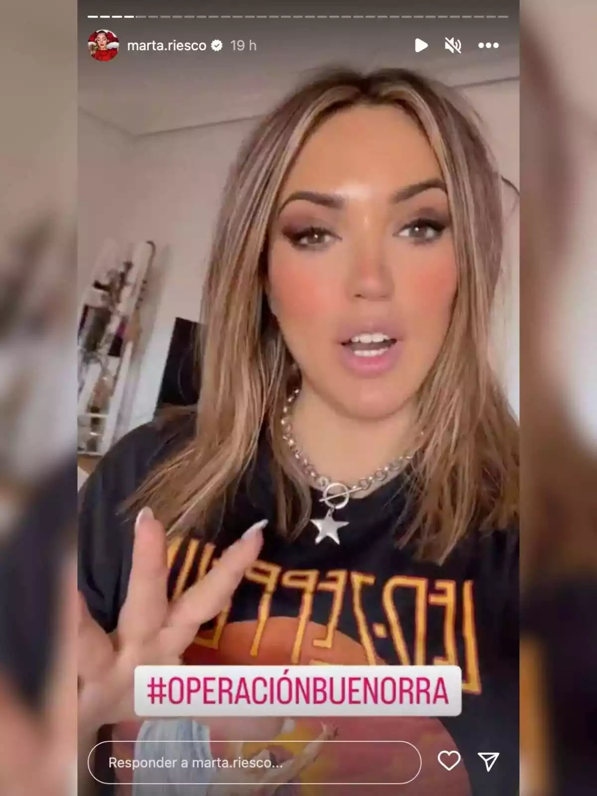 Storie de Marta Riesco a Instagram parlant de la seva 'Operació Buenorra' el 9 de maig de 2023