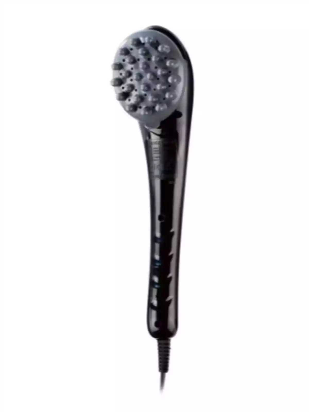 Massatgeador elèctric de mà de color negre amb capçal rodó i protuberàncies per a massatges