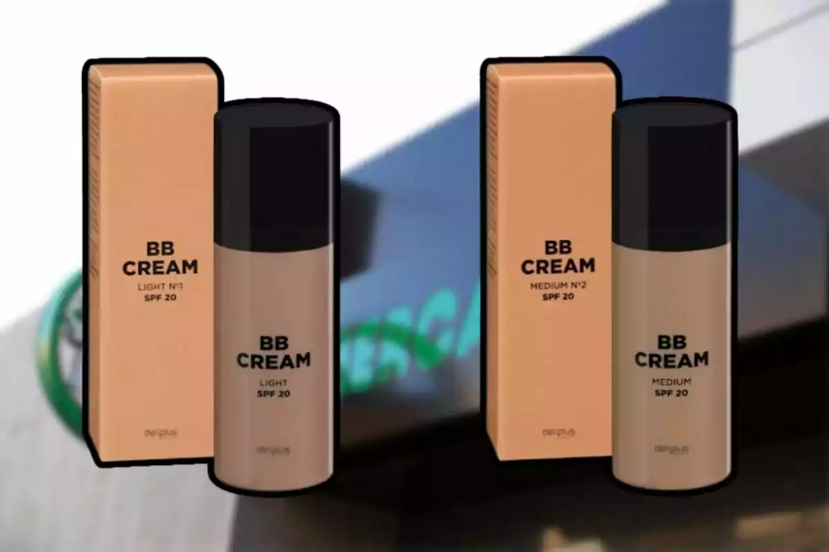 Dos envasos de BB Cream de Deliplus amb SPF 20 en tons Light i Medium davant d'un fons borrós. Dos envasos de BB Cream de Deliplus amb SPF 20 en tons Light i Medium davant d'un fons borrós.