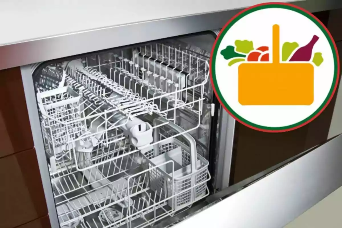 Rentaplats obert amb una icona de cistell d'aliments a la cantonada superior dreta.