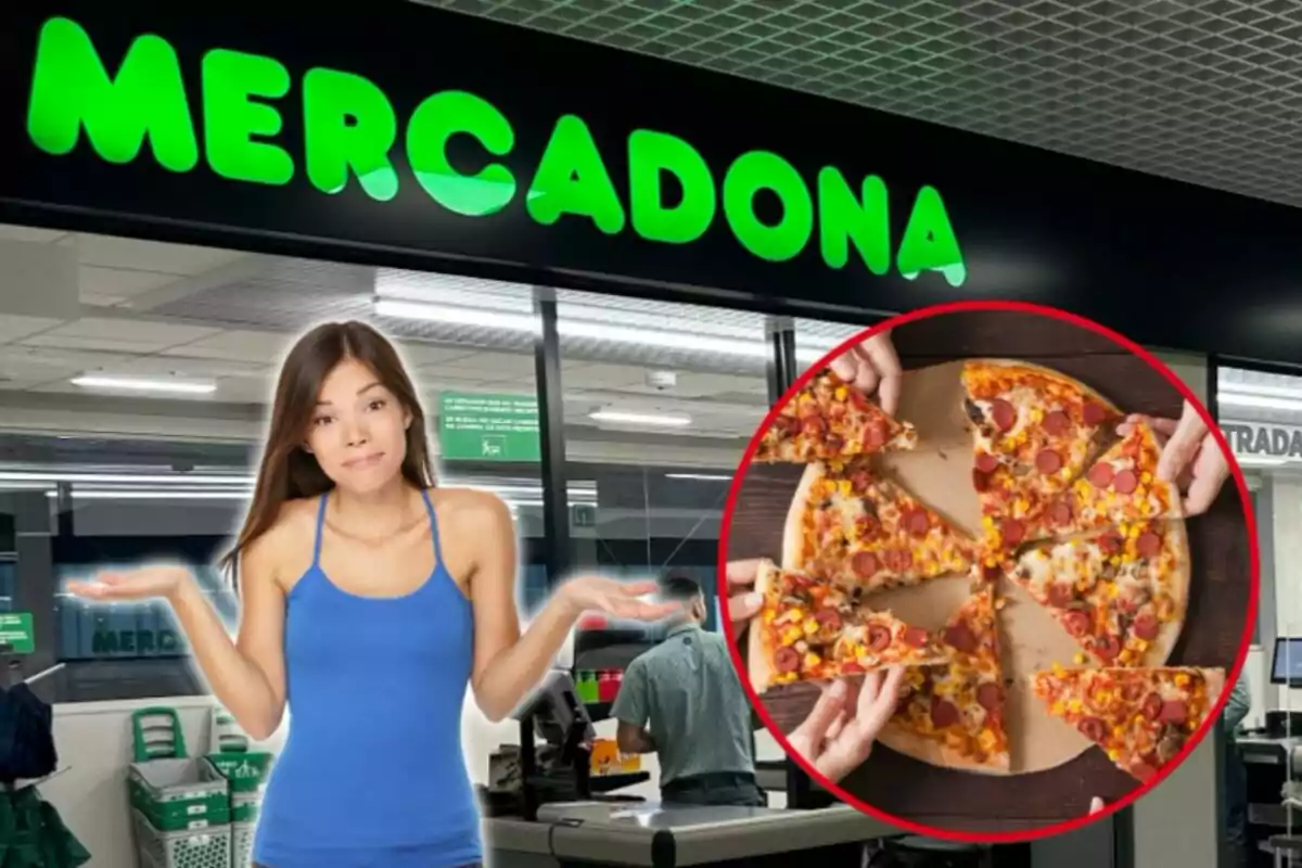 Dona dubtant sobre una pizza de Mercadona