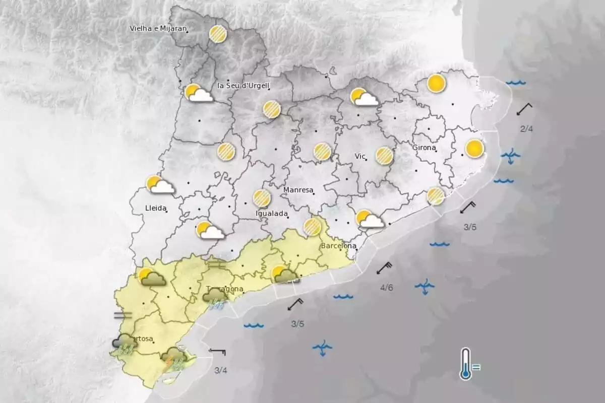 Mapa con la predicción meteorológica para el 3 de septiembre