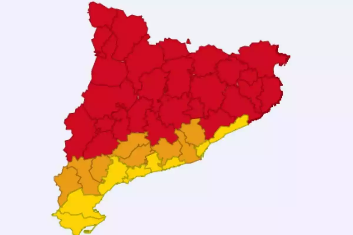 Mapa amb les alertes per calor per dimarts 18 de juliol