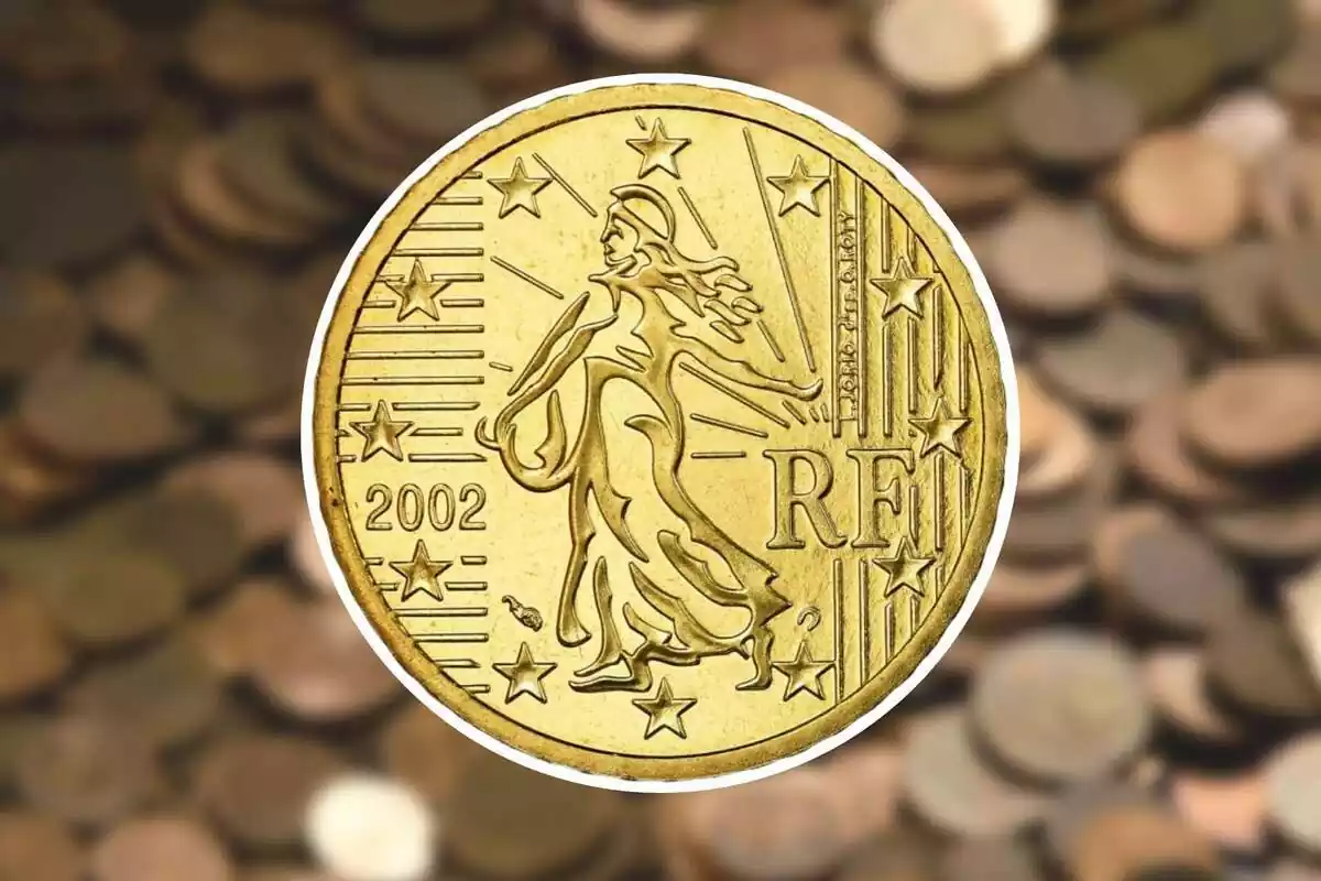 El revers de la moneda de 50 cèntims d'euro encunyada l'any 2002 a França