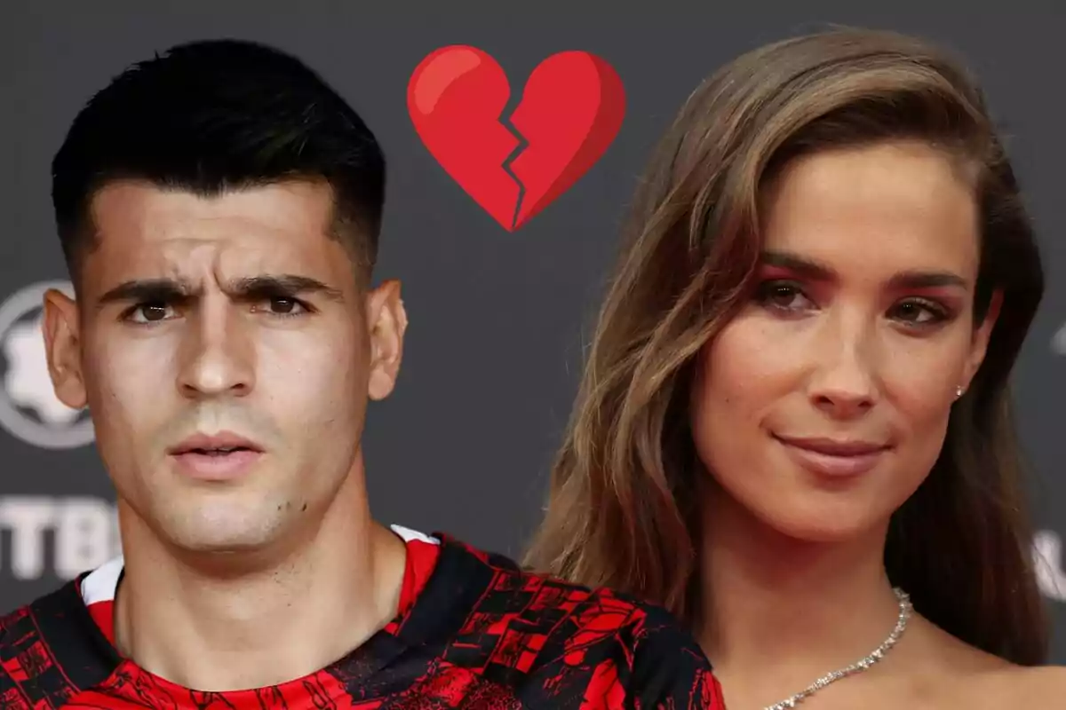 Álvaro Morata i María Pombo amb un cor trencat entre ells.