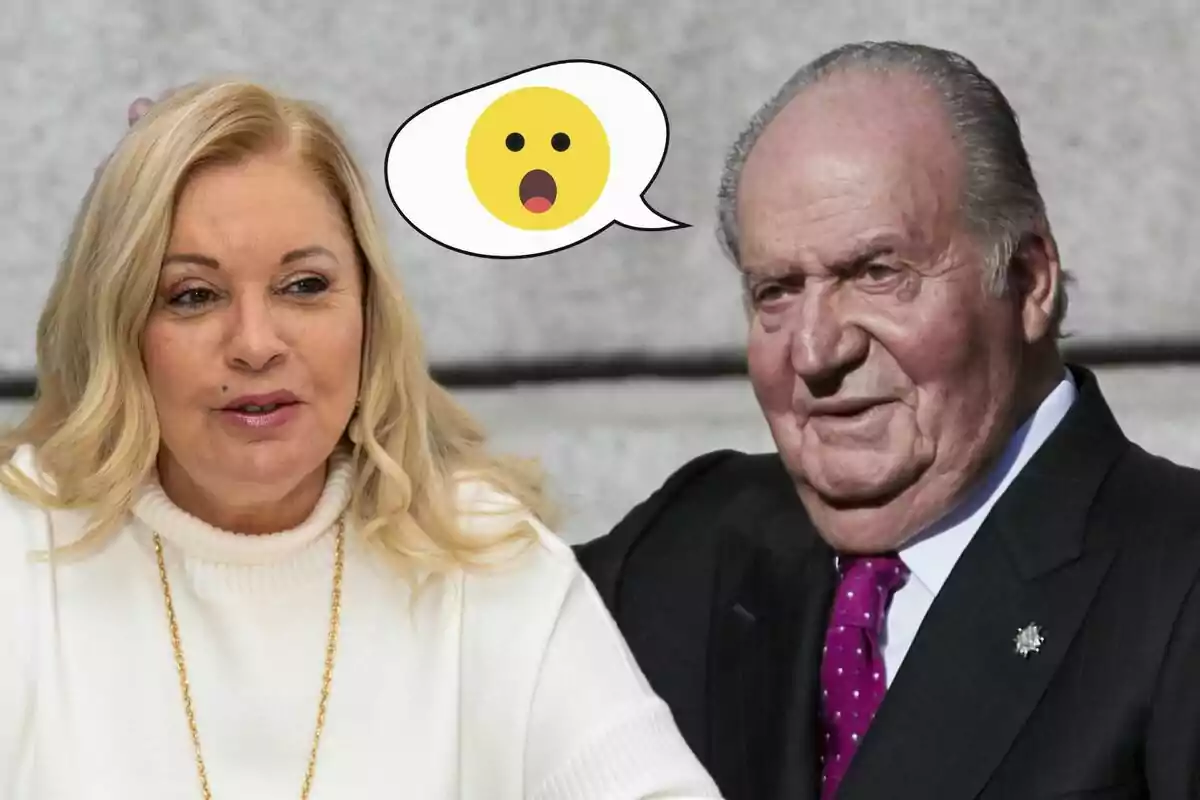 Bárbara Rey i Juan Carlos I amb un emoji de sorpresa en un globus de diàleg.