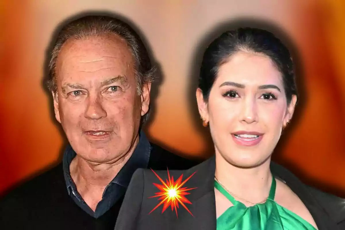 Bertín Osborne i Gabriela Guillén posen davant d'un fons difuminat amb un efecte d'explosió gràfica al centre.