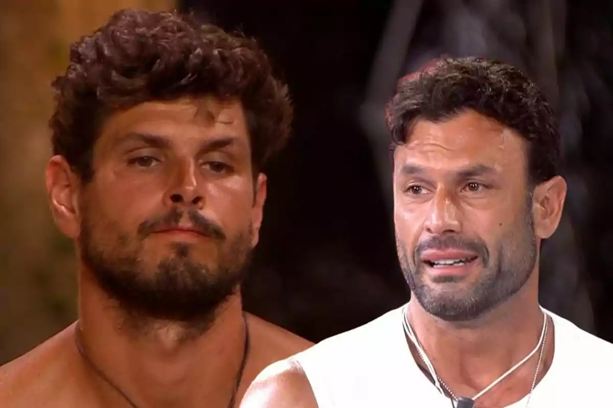 Muntatge d'una imatge de Jorge Pérez amb Alejandro Nieto, tots dos a 'Supervivientes All Stars'