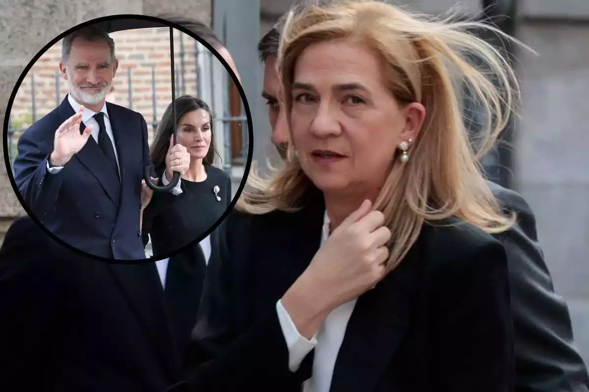 Muntatge amb la infanta Cristina amb una imatge amb Letizia i Felip