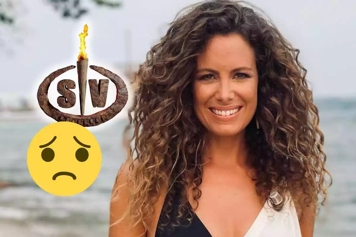 Muntatge amb el rostre de Laura Madrueño al costat del logo de Supervivientes 2024 i un emoji preocupat