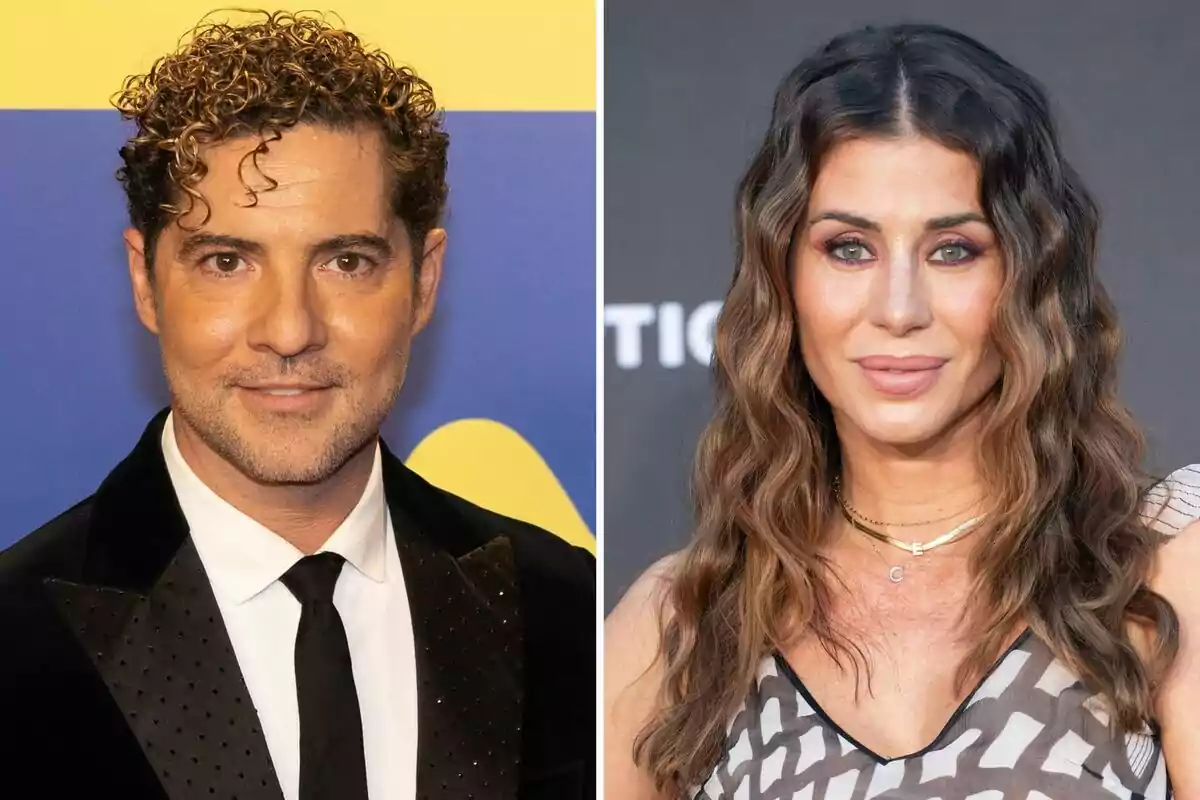 David Bisbal i Elena Tablada posant per a la càmera, una amb vestit i corbata i l'altra amb un vestit estampat. David Bisbal i Elena Tablada posant per a la càmera, una amb vestit i corbata i l'altra amb un vestit estampat.
