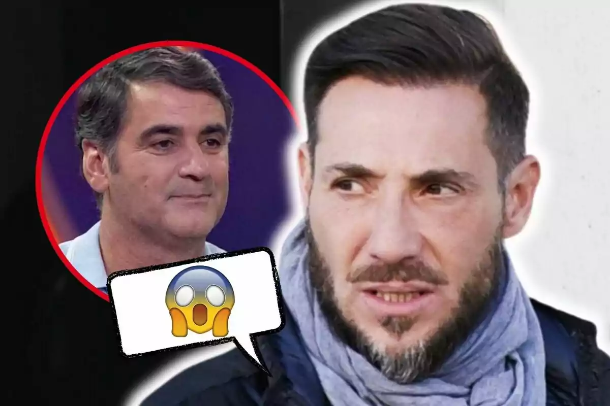 Primer pla d'Antonio David Flores i Jesulín de Ubrique, amb una bombolla de diàleg que conté un emoji de cara sorpresa.