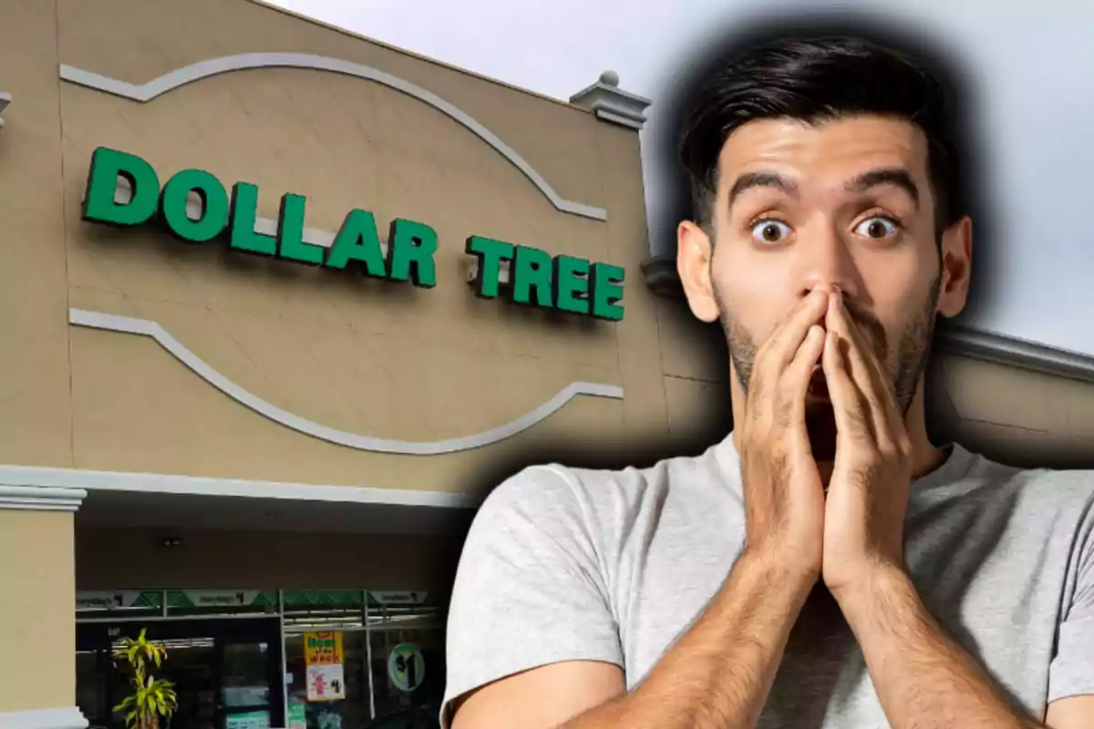 Un home sorprès davant d'una botiga Dollar Tree.