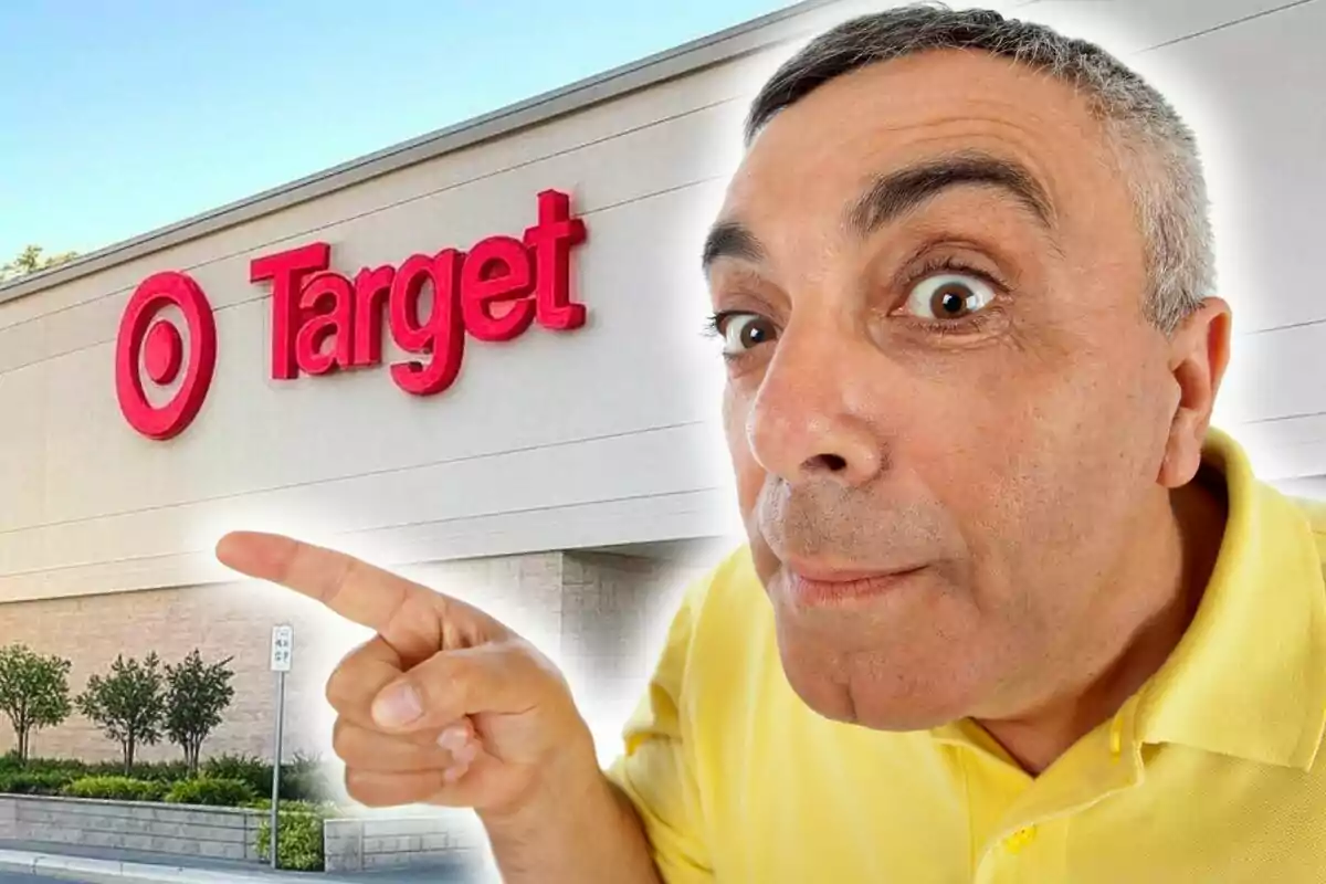 Man pointing at a Target store.