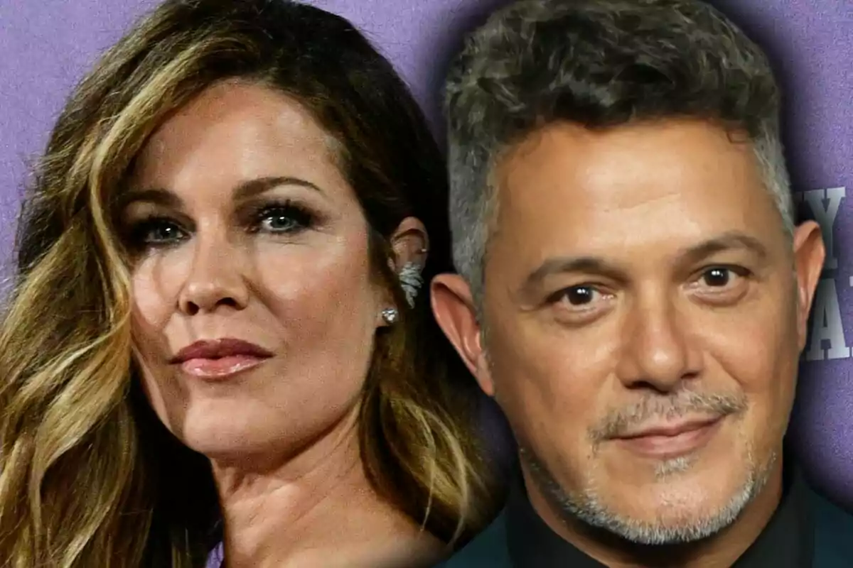 Close-up photo montage of Jaydy Michel and Alejandro Sanz, both with serious expressions.