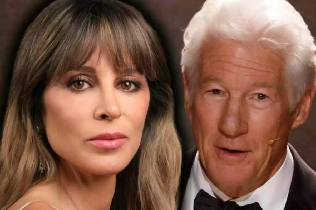 Close-up photo montage of Alejandra Silva with a serious expression and Richard Gere with a half-smile.