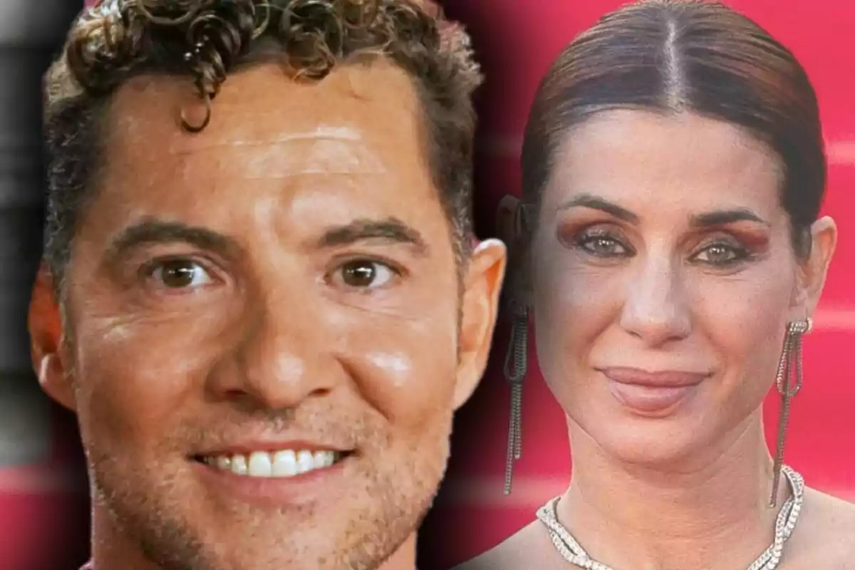 Muntatge de fotos en primer pla de David Bisbal i Elena Tablada, tots dos amb el rostre somrient.