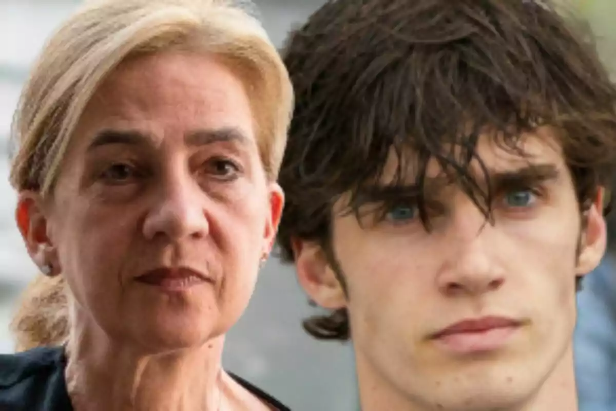 Muntatge de fotos en primer pla de Pablo Urdangarin i la infanta Cristina, tots dos amb rostre seriós.