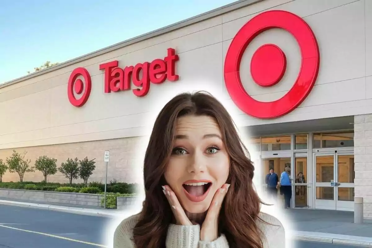 Dona sorpresa davant d'una botiga de Target.