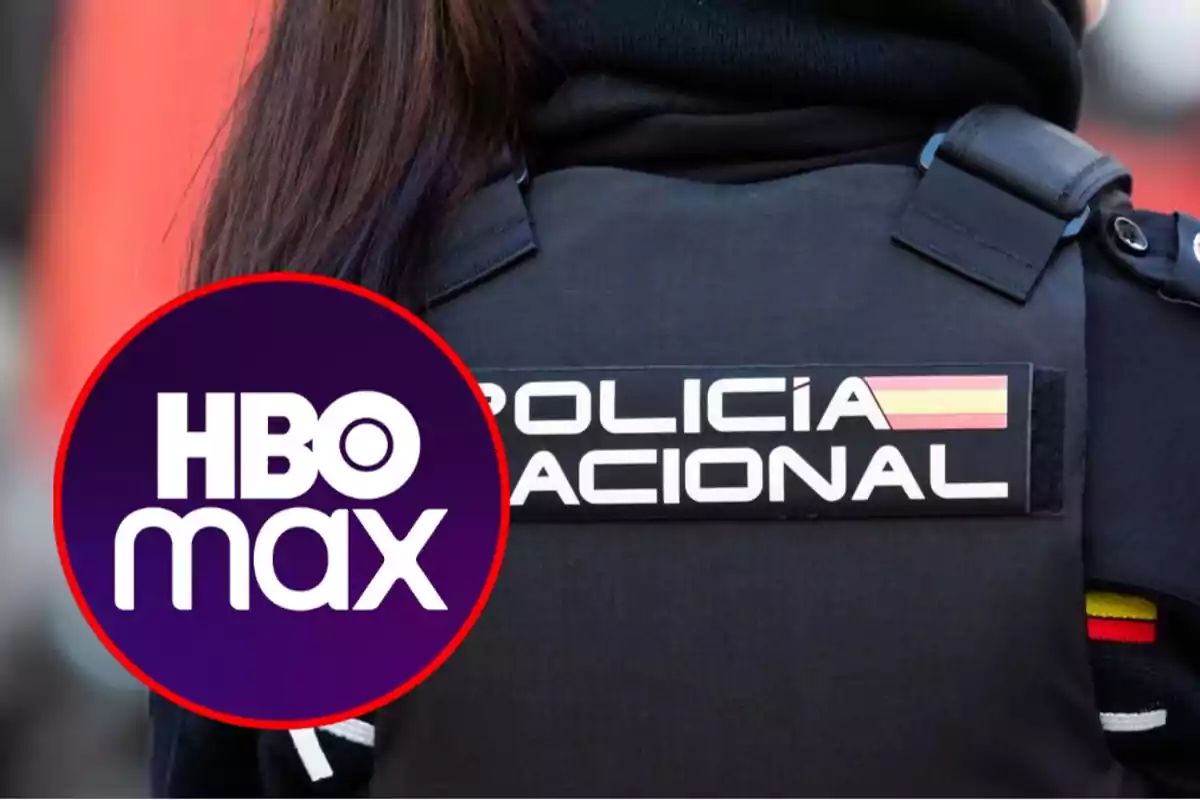 muntatge de la policia amb el logotip de hbo max dins un cercle vermell