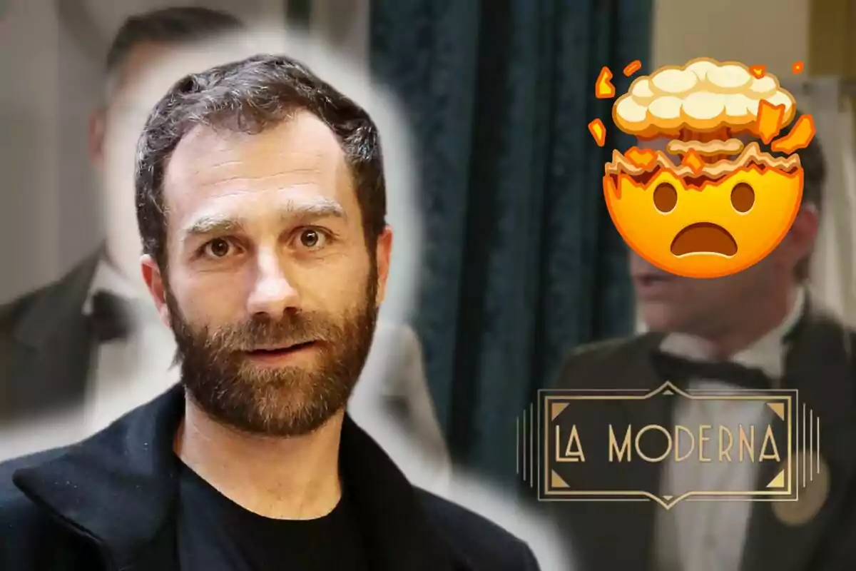 Xabier Murua apareix en primer pla, mentre que al fons es veu un emoji de cap explotant i el logotip de "La Moderna".