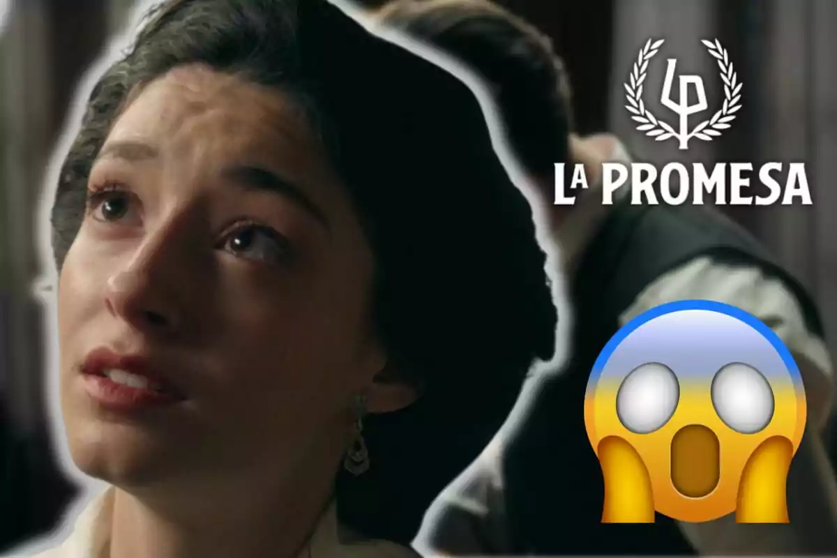 Marta Costa amb expressió de sorpresa o preocupació, acompanyada del text "La Promesa" i un emoji de cara sorpresa.