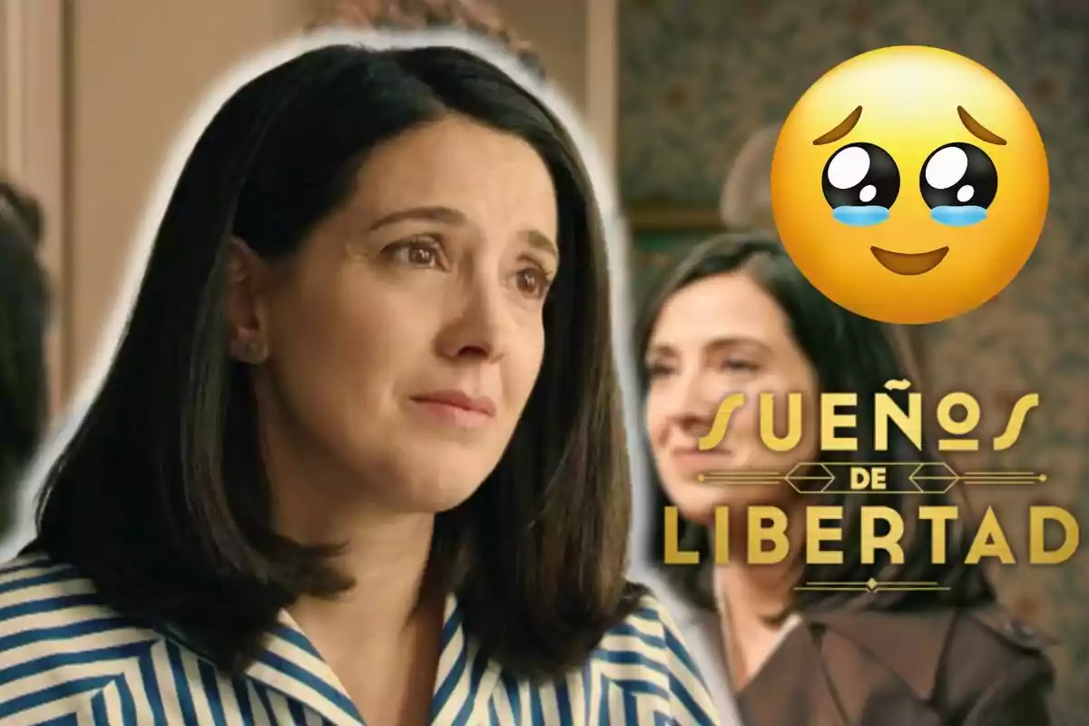 Carolina Lapausa amb expressió emotiva apareix al costat del text "Sueños de Libertad" i un emoji de carona plorant.