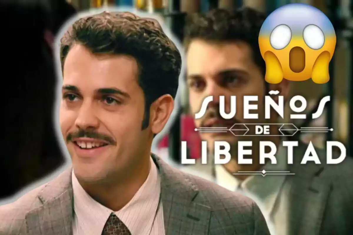 Gabriel de Mulder somrient amb bigoti i vestit apareix al costat del text "Sueños de Libertad" i un emoji sorprès.