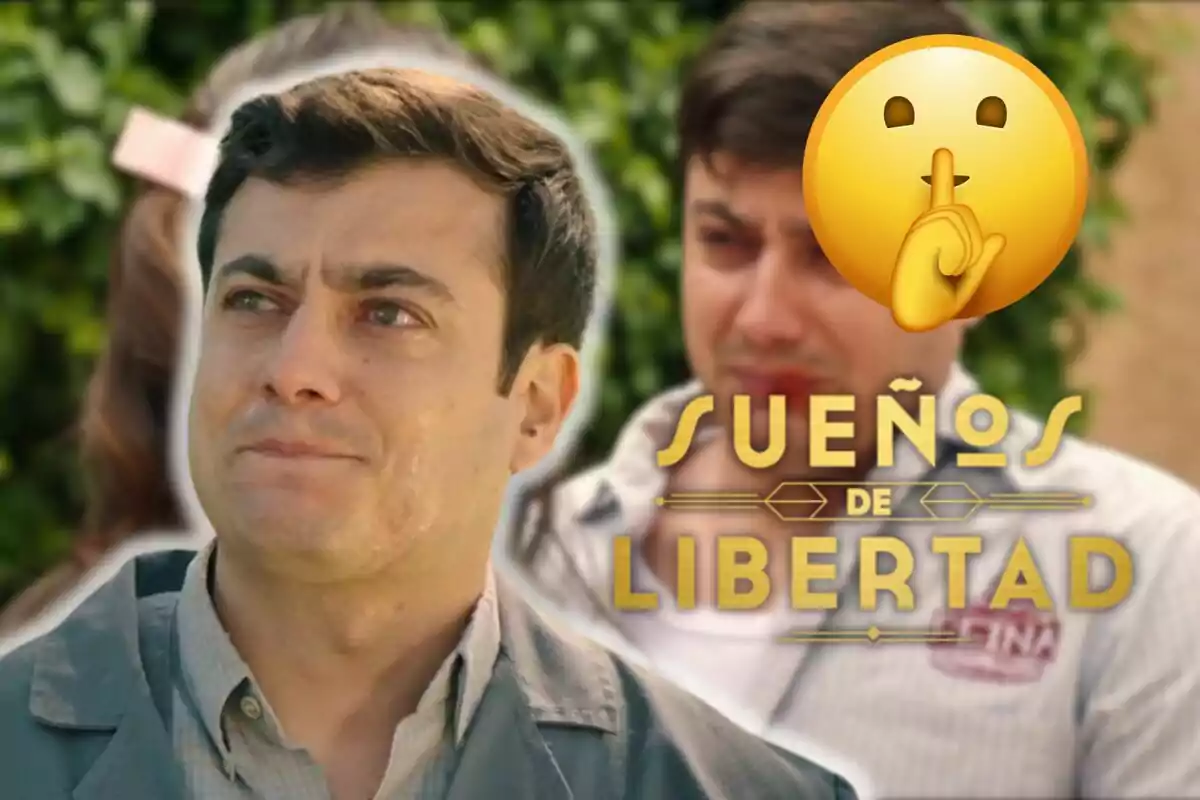 José Milán amb expressió seriosa i llàgrimes a la cara, acompanyat del text "Sueños de Libertad" i un emoji de silenci.