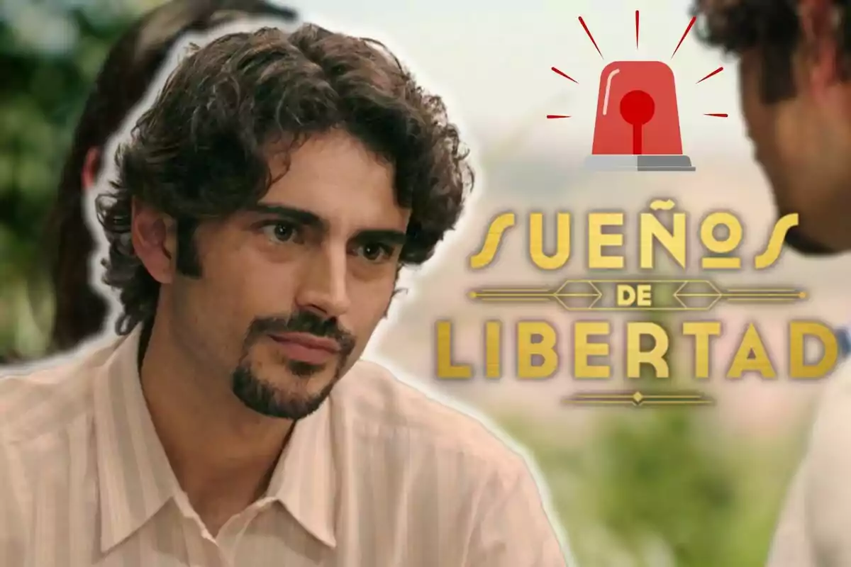 Rubén Bernal amb barba i cabell arrissat apareix en primer pla, amb el text "Sueños de Libertad" i una sirena vermella a la part superior dreta.