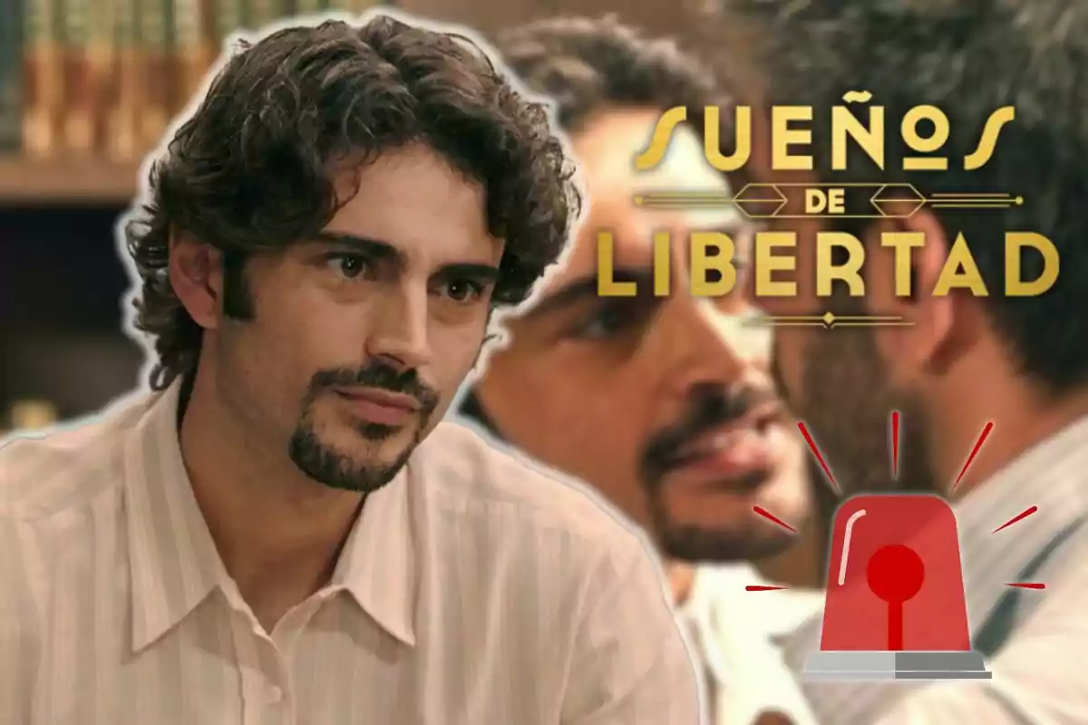 Ruben Bernal amb barba i cabell arrissat apareix en primer pla, mentre que al fons es veu una escena borrosa amb una altra persona i el text "Sueños de Libertad" en lletres daurades.