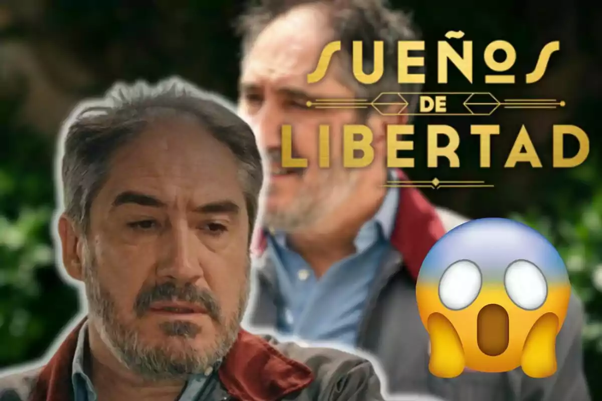 Alfonso Lara amb expressió seriosa apareix en primer pla, darrere seu es veu una altra imatge seva somrient, al costat del text "Sueños de Libertad" i un emoji sorprès.