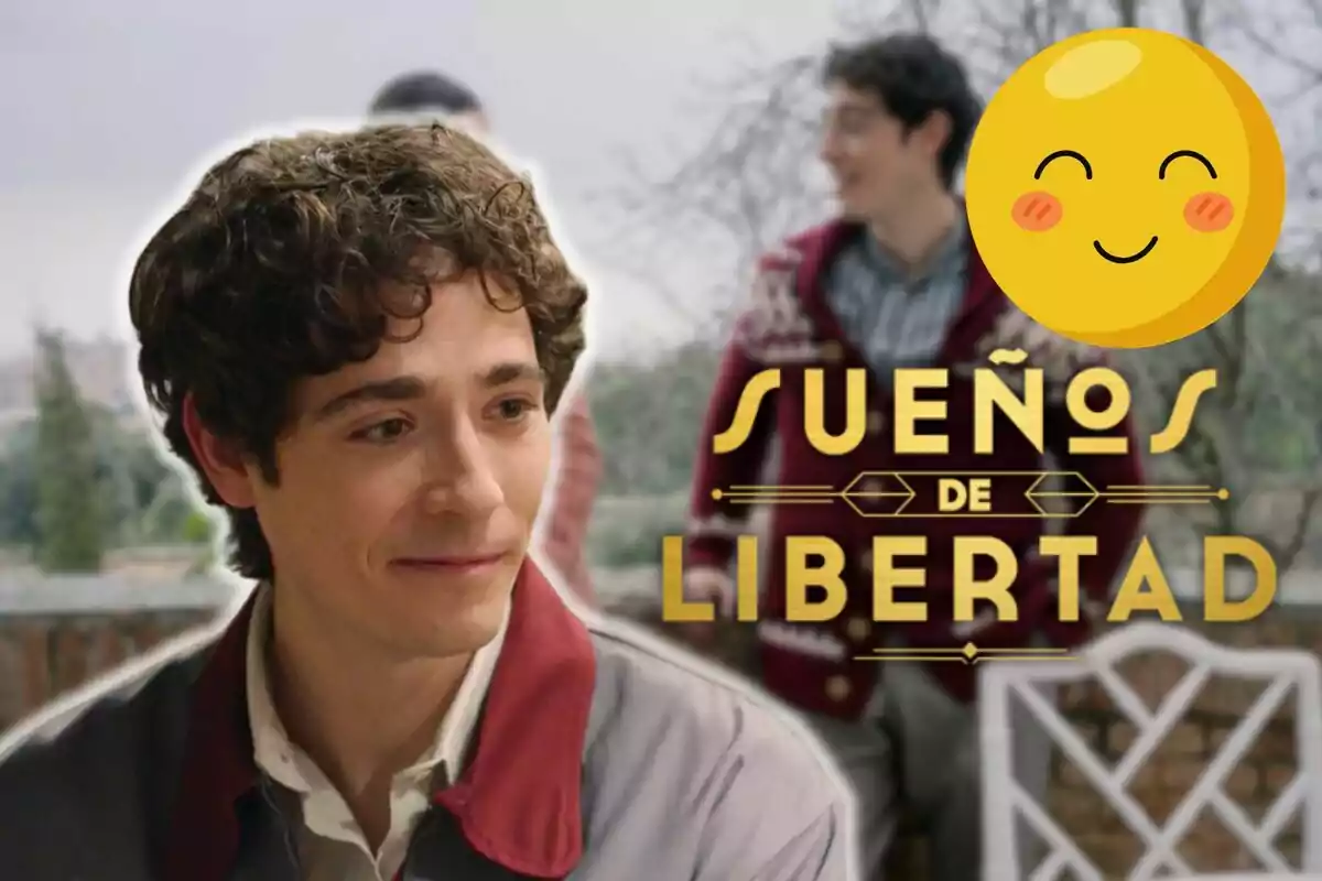 Pablo Béjar amb cabell arrissat somriu mentre està a l'aire lliure, acompanyat d'un emoji somrient i el text "Sueños de Libertad".