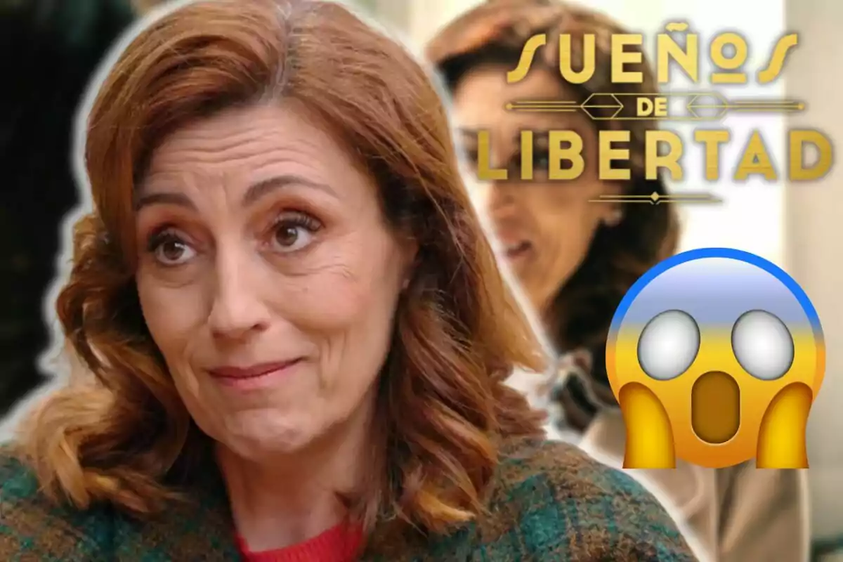 Pepa Aniorte amb expressió pensativa apareix en primer pla, amb el text "Sueños de Libertad" a la part superior dreta i un emoji sorprès a la cantonada inferior dreta.