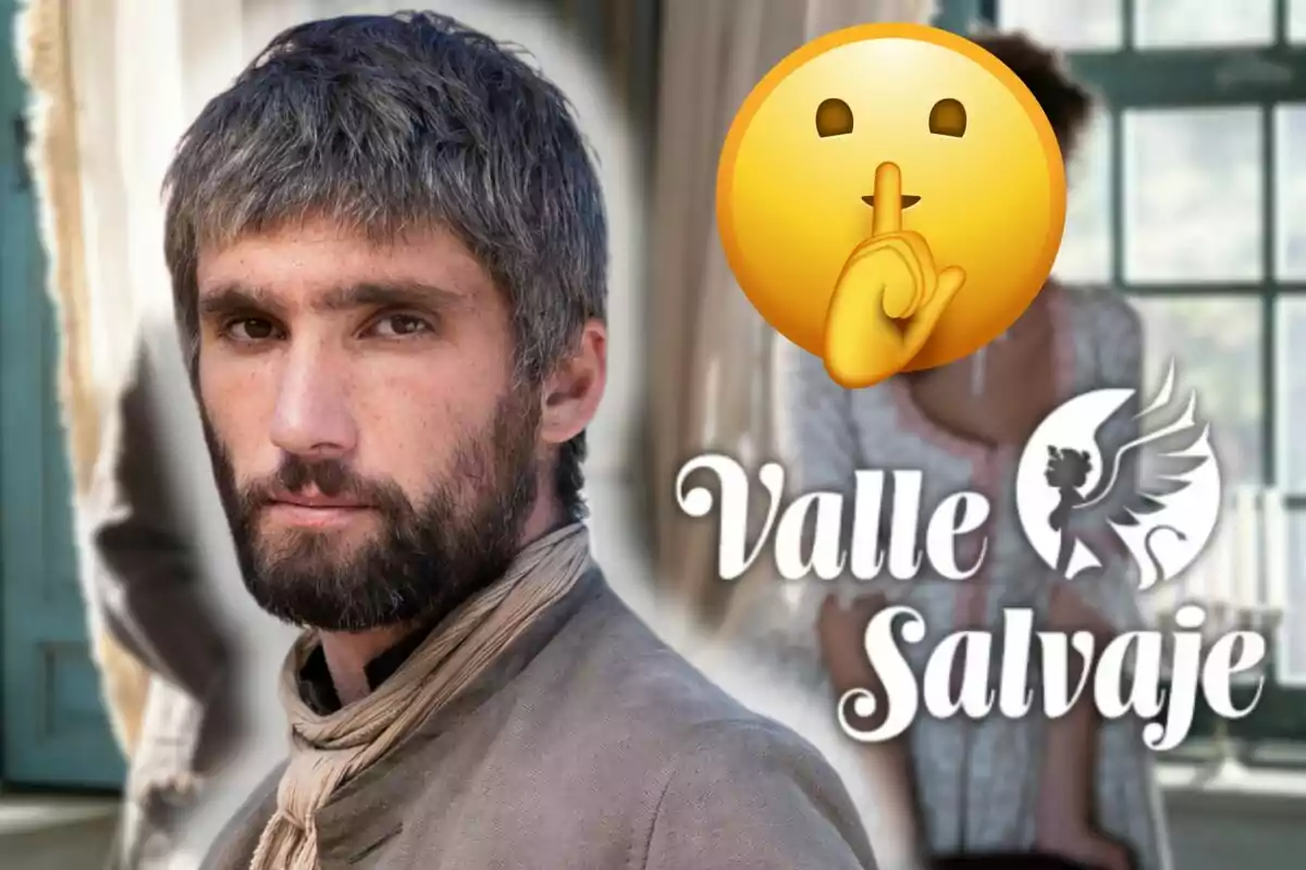 Chechu Salgado amb barba i cabell curt mira cap a la càmera amb una expressió seriosa. Al costat, hi ha un emoji de silenci i el text "Valle Salvaje" al costat d'un logotip d'un àngel.