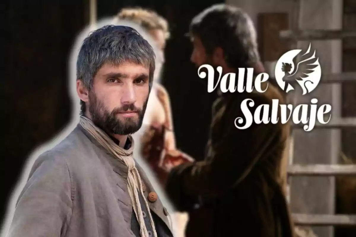 Chechu Salgado amb barba i cabell canós mira cap a la càmera, amb el logotip de "Valle Salvaje" al seu costat.