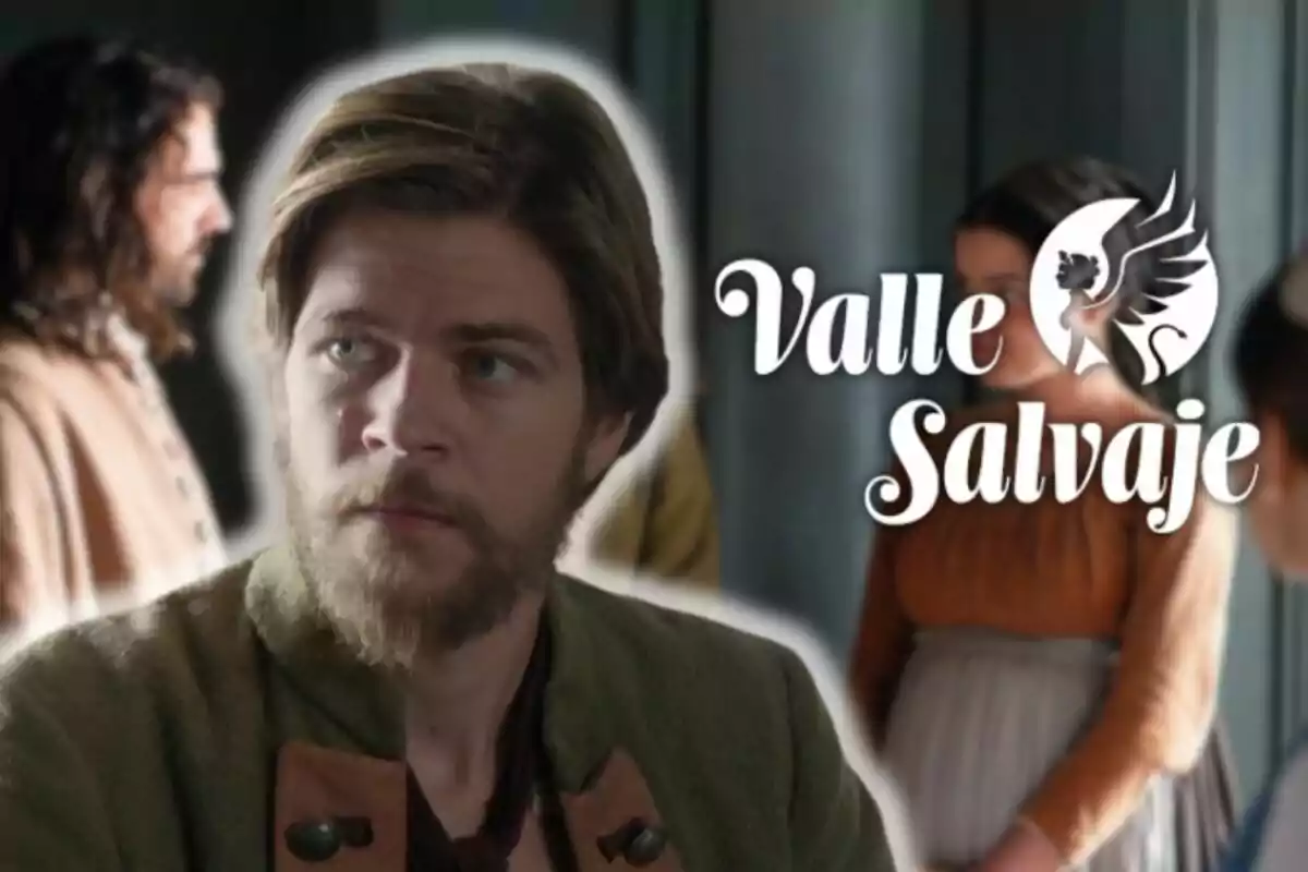 Josh Climent amb barba i cabell castany clar mira cap a un costat mentre el logotip de "Valle Salvaje" apareix a la imatge.