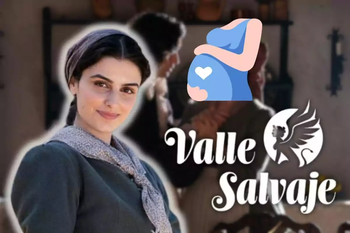 Loren Mairena somrient amb un mocador al cap apareix en primer pla, al costat del text "Valle Salvaje" i un logotip d'un àngel alat; hi ha un emoji duna dona embarassada superposat en el fons.