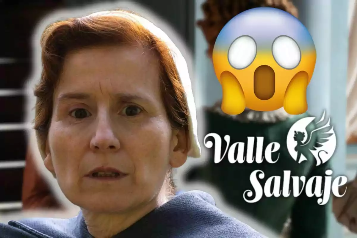 Mari Paz Sayago amb expressió de sorpresa al costat d'un emoji de sorpresa i el text "Valle Salvaje".