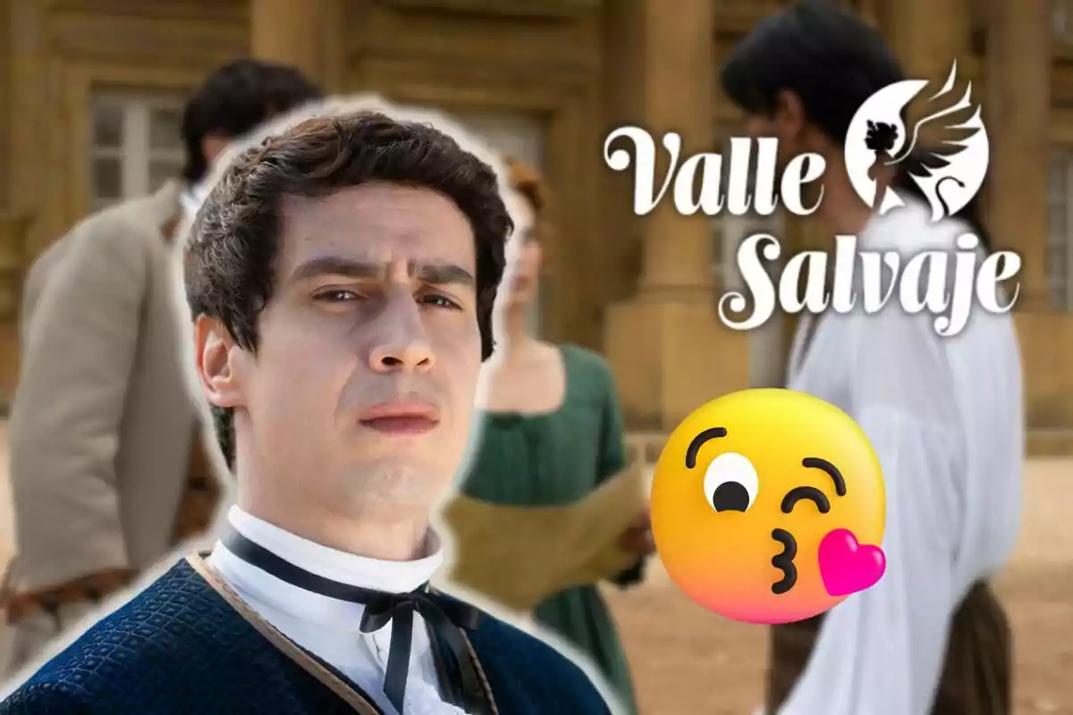 Nacho Olaizola amb expressió seriosa en un entorn històric amb el text "Valle Salvaje" i un emoji de petó.