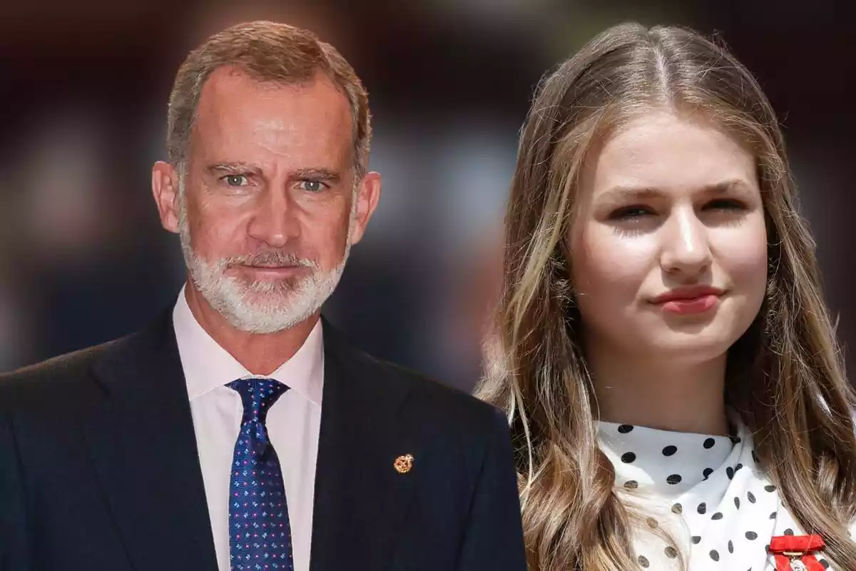 Muntatge de Felip VI i la princesa Leonor amb cares serioses