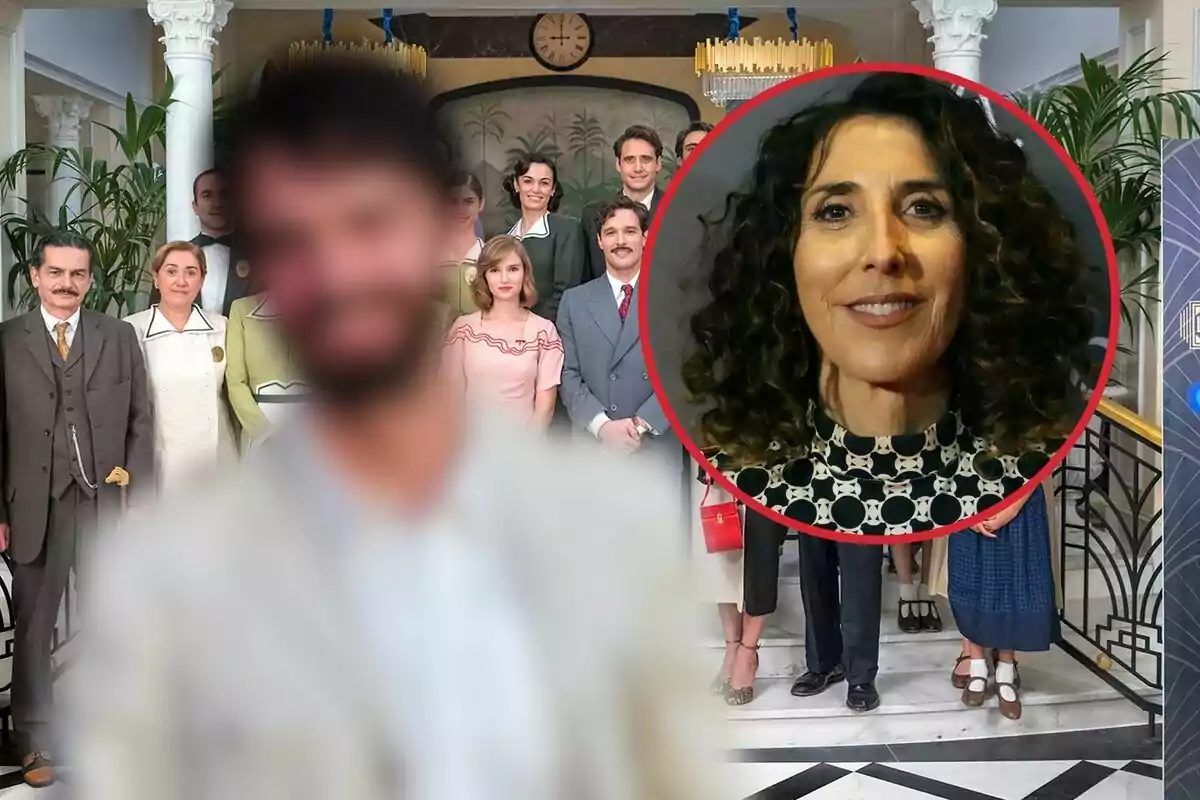 Muntatge amb foto de La Moderna al fons, foto petita de Paz Padilla i foto d'un desconegut