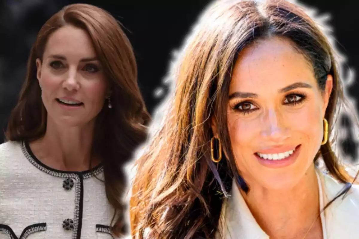 Muntatge de fotos de primer pla de Meghan Markle i Kate Middleton ambdues amb rostre somrient